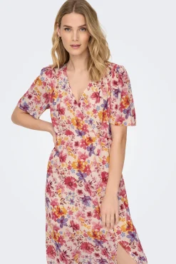 Vestido Largo Manga Corta Estampado
