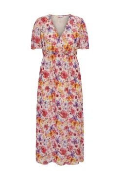 Vestido Largo Manga Corta Estampado