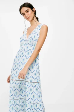 Vestido Largo Paneles Estampado