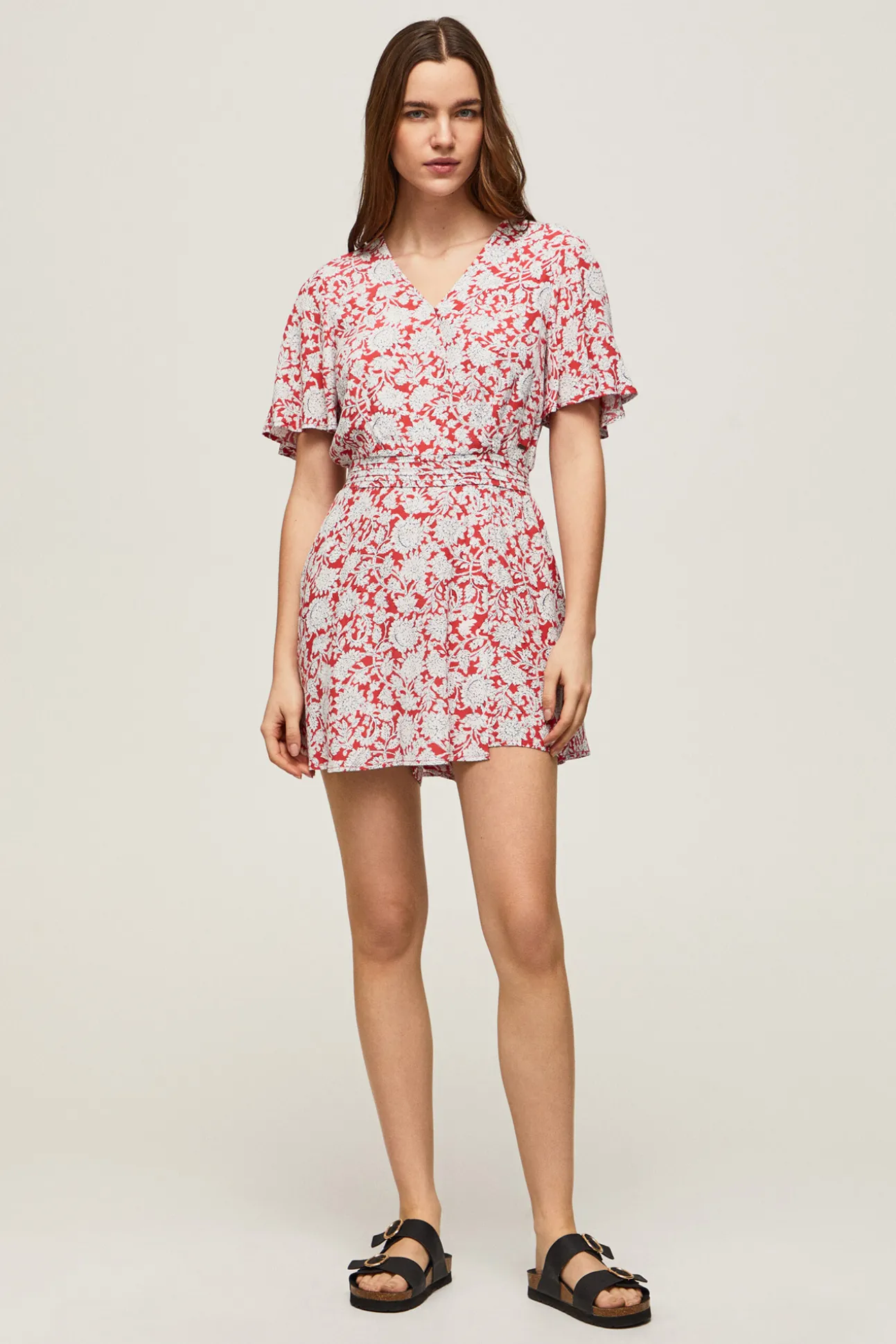 Vestido Manga Corta Con Estampado.