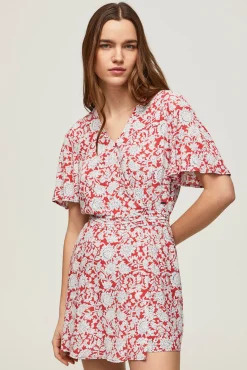 Vestido Manga Corta Con Estampado.