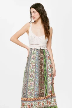 Vestido Midi Crochet Combinado
