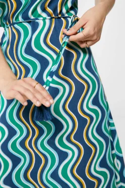 Vestido Midi Escote Asimetrico Estampado