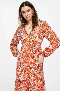 Vestido Midi Escote Bordados