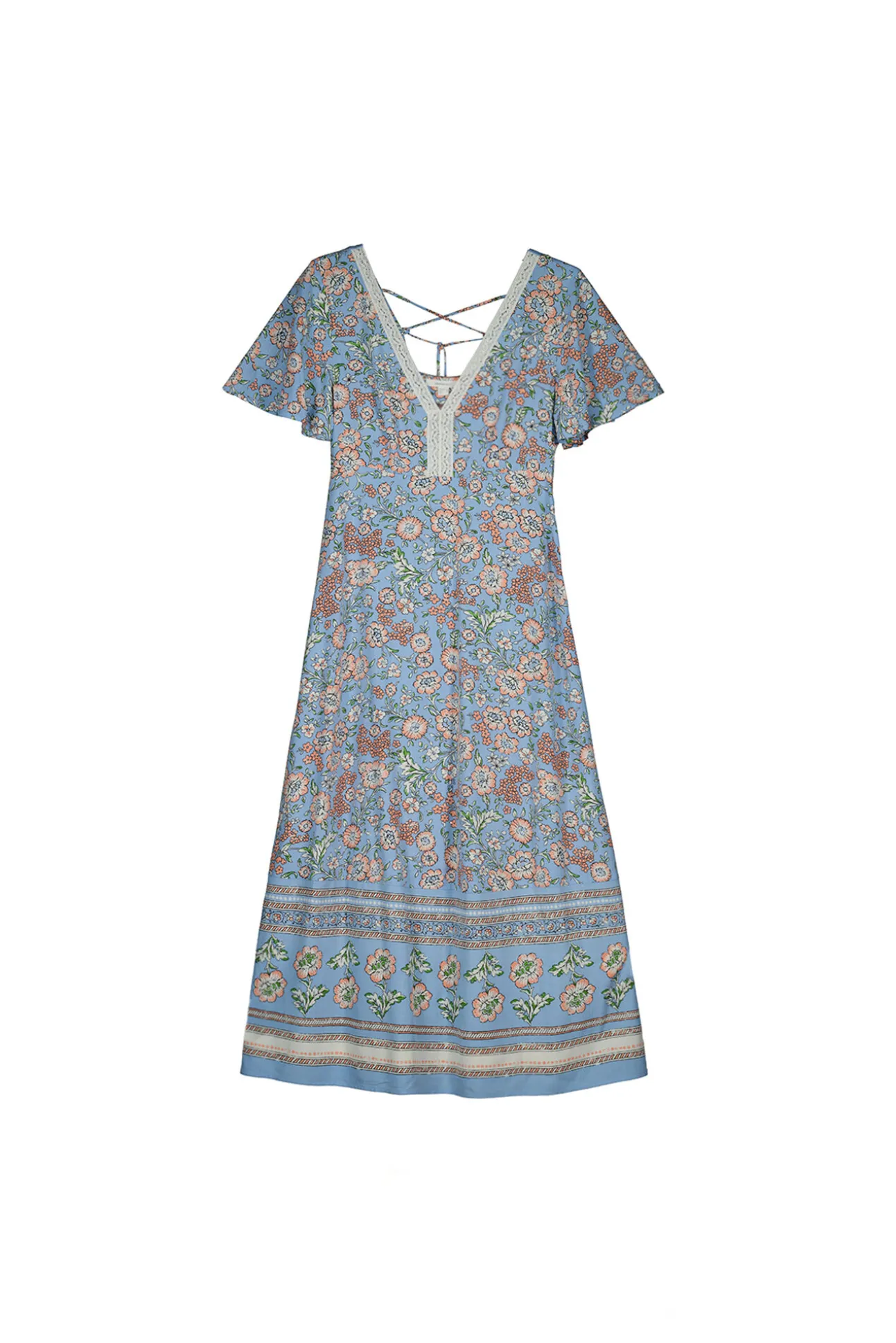 Vestido Midi Escote Espalda Lazo