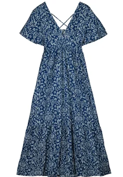 Vestido Midi Espalda Fantasia Lino Algodon