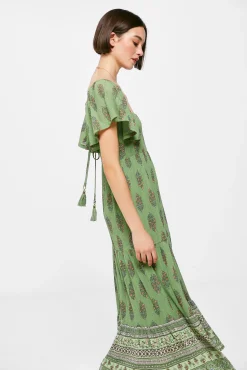 Vestido Midi Espalda Lazo Zig Zag