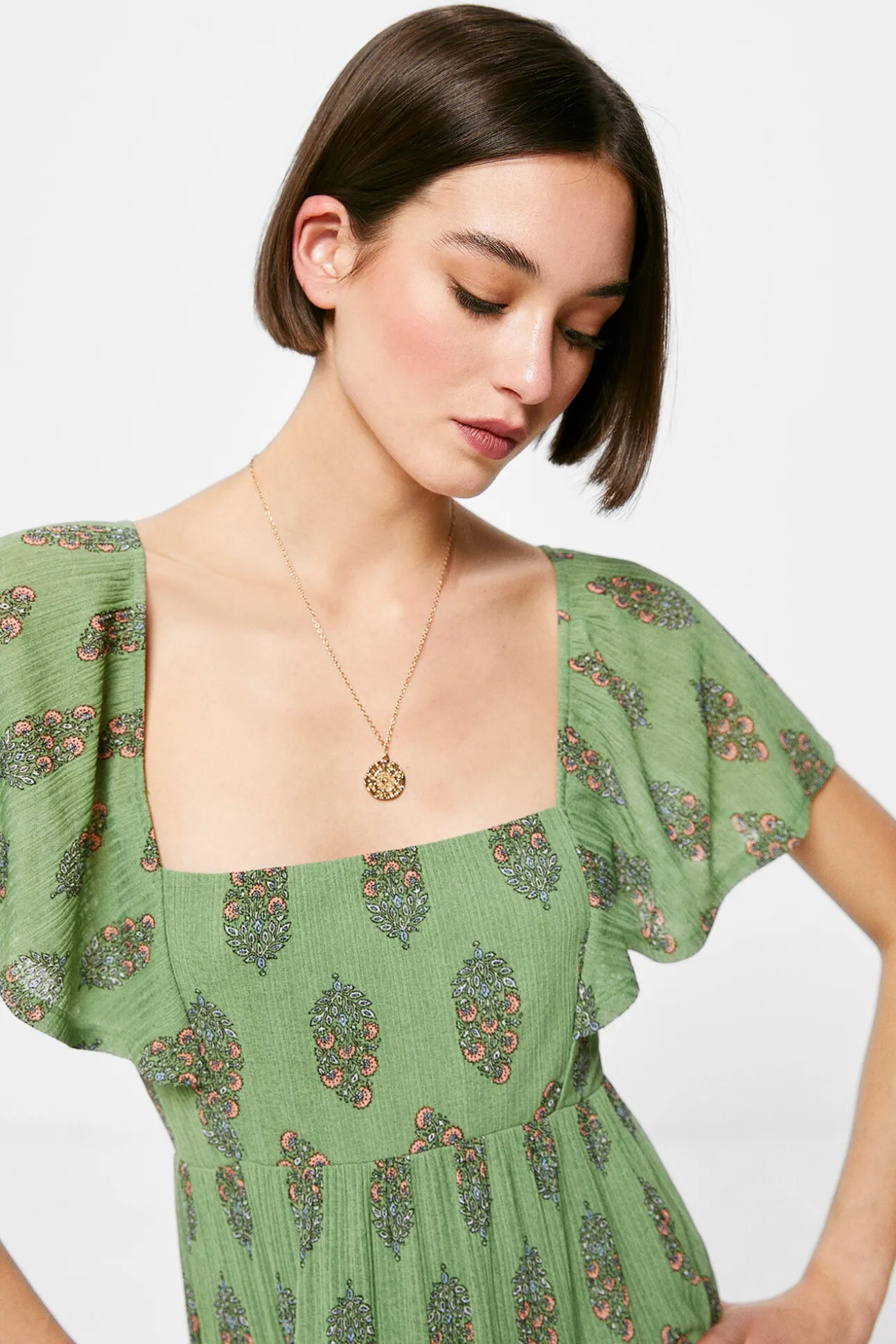 Vestido Midi Espalda Lazo Zig Zag