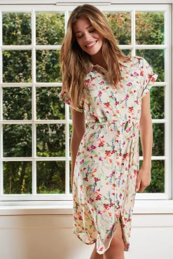 Vestido Midi Estampado Camisero