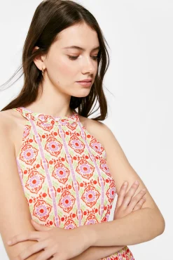 Vestido Midi Estampado Picos