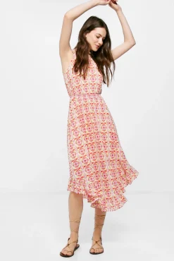 Vestido Midi Estampado Picos