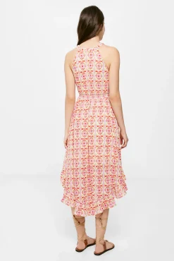 Vestido Midi Estampado Picos