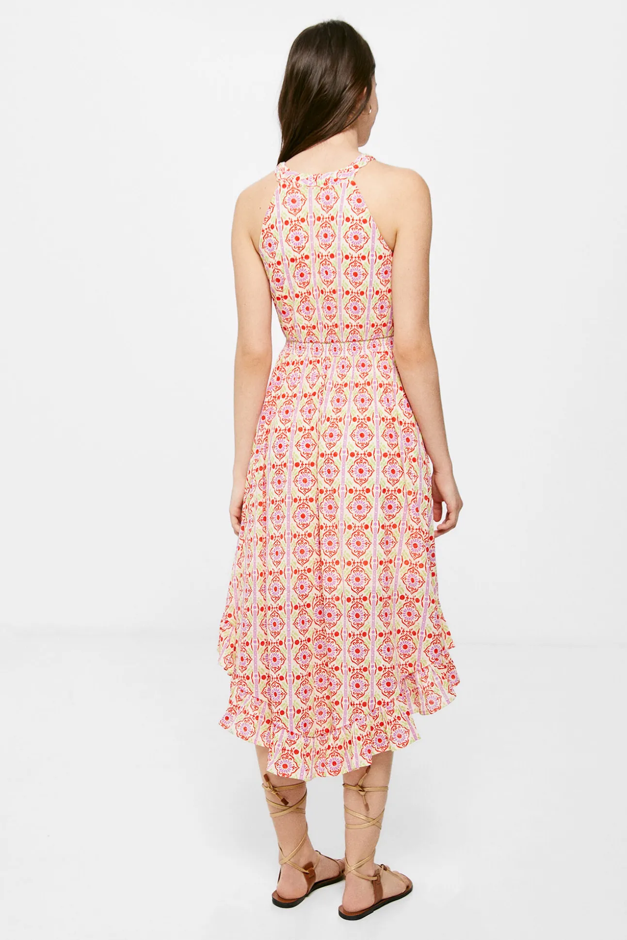 Vestido Midi Estampado Picos