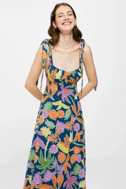 Vestido Midi Estampado Tropical