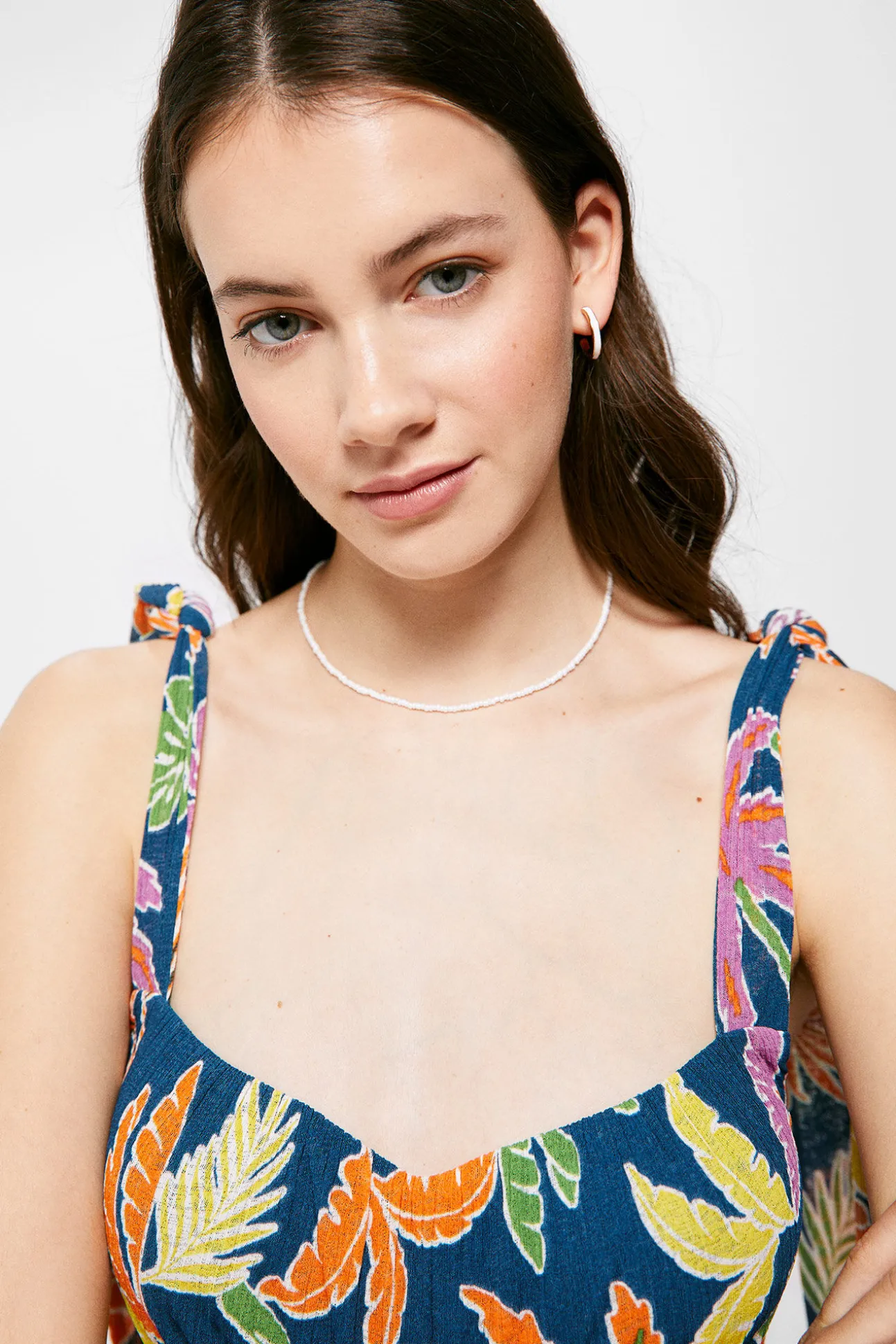 Vestido Midi Estampado Tropical