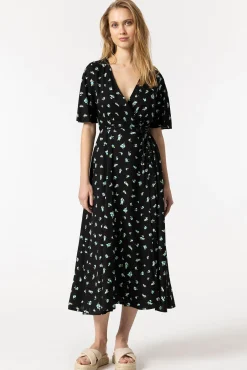 Vestido Midi Floral Cruzado Con Lazo