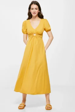Vestido Midi Liso Arandela