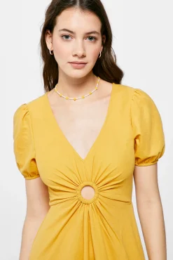 Vestido Midi Liso Arandela