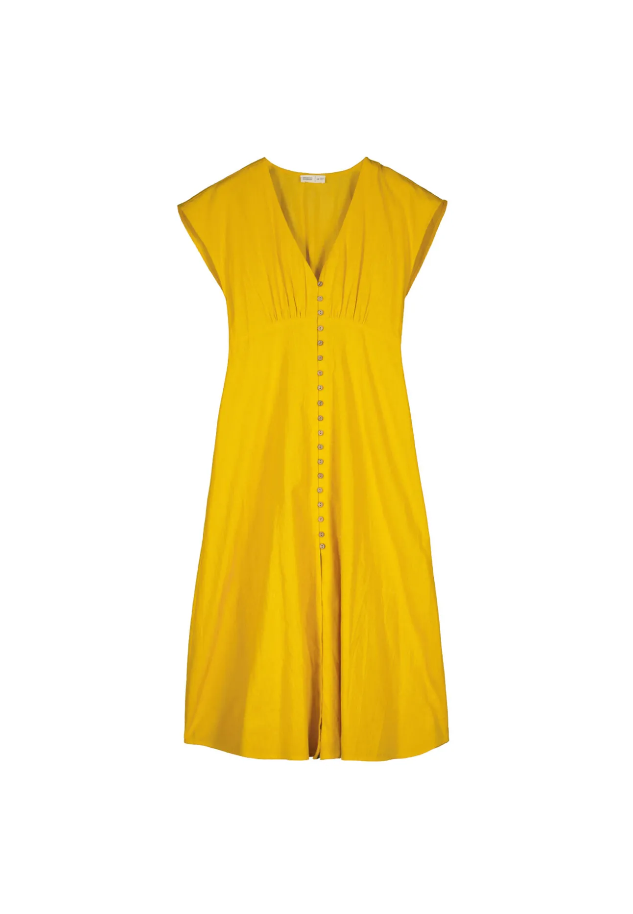 Vestido Midi Liso Botones Lino Algodon