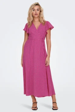 Vestido Midi Manga Volantes