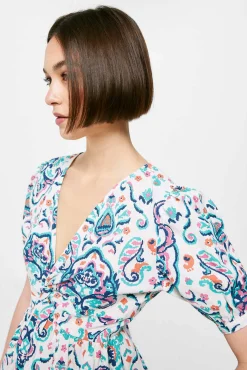 Vestido Midi Nudo Escote Lino Algodon