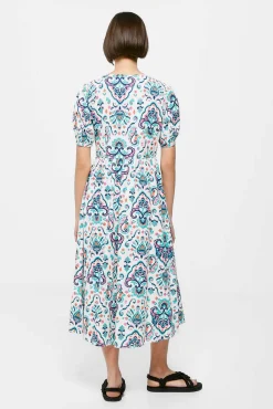 Vestido Midi Nudo Escote Lino Algodon