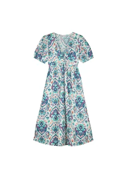 Vestido Midi Nudo Escote Lino Algodon
