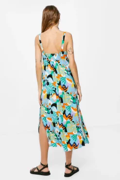 Vestido Midi Nudo Escote Estampado