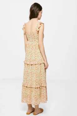 Vestido Midi Paneles Volantes