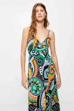 Vestido Midi Popelin Aberturas
