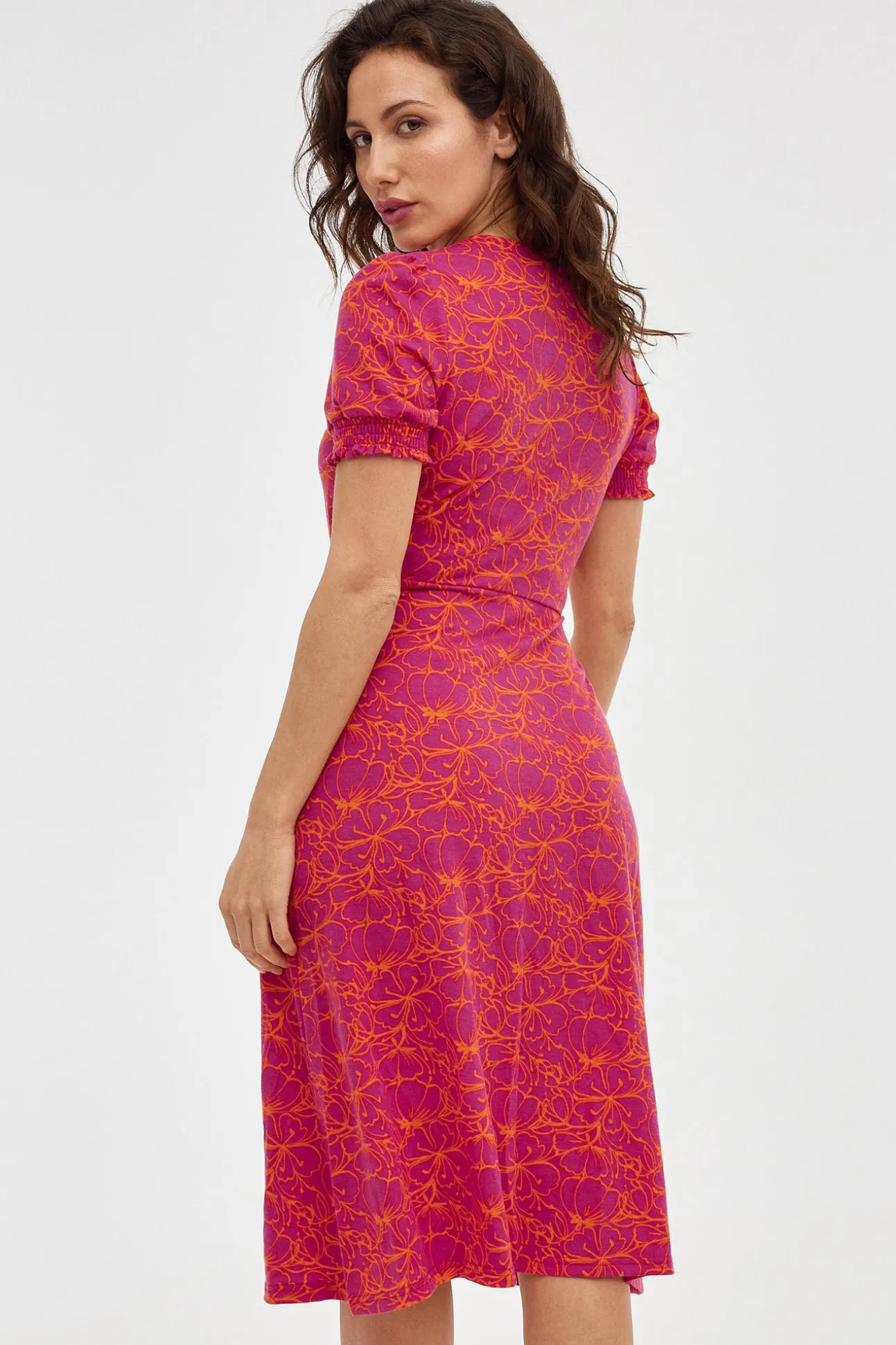 Vestido Midi Print Con Botones