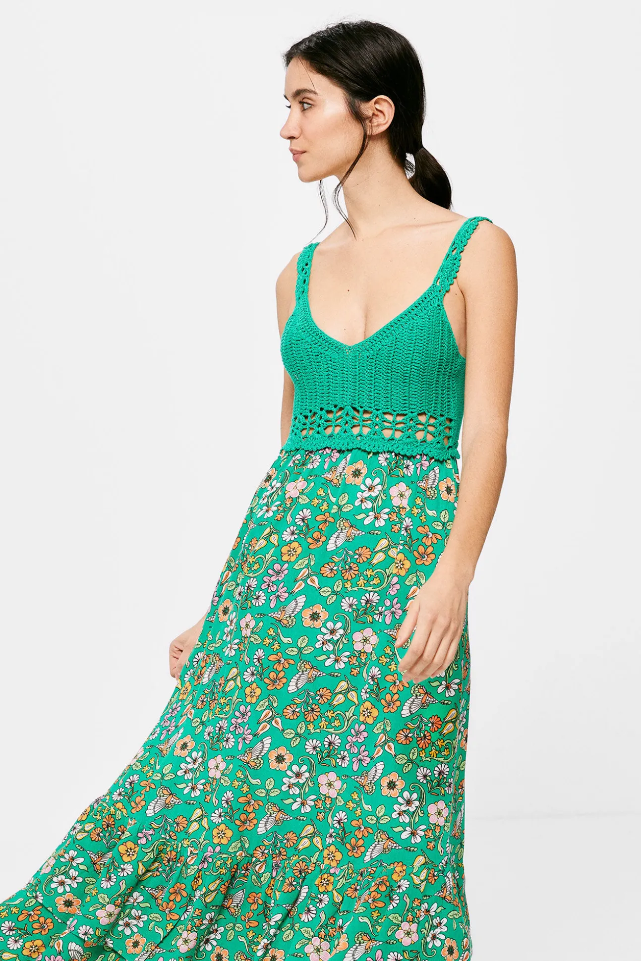 Vestido Midi Punto Combinado