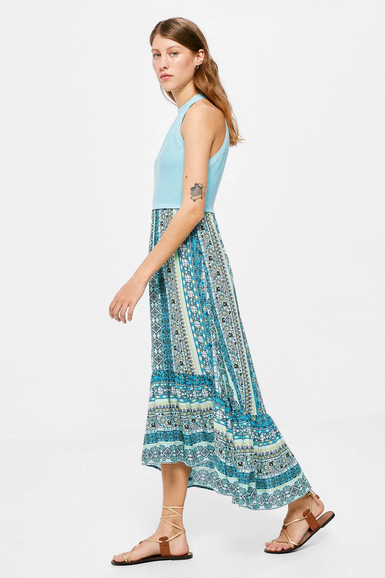 Vestido Midi Punto Combinado