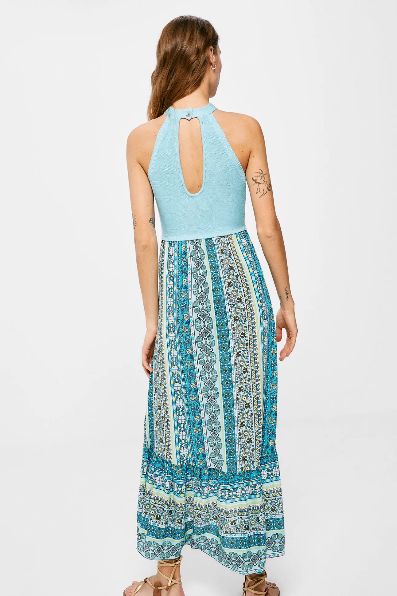 Vestido Midi Punto Combinado