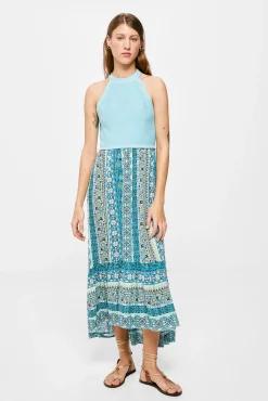 Vestido Midi Punto Combinado