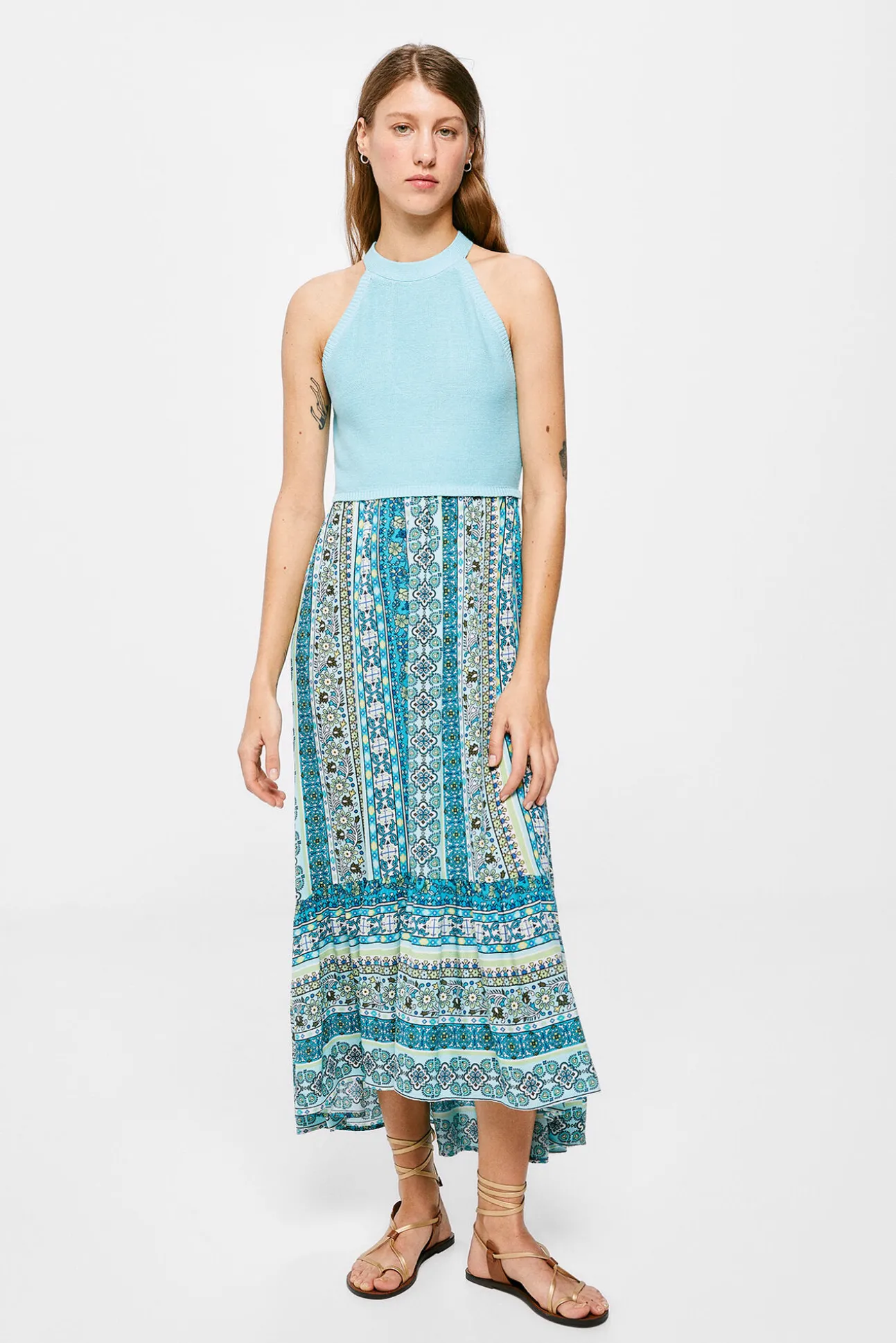 Vestido Midi Punto Combinado