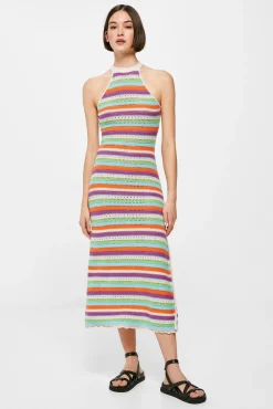 Vestido Midi Punto Rayas