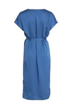 Vestido Midi Satinado De Manga Corta
