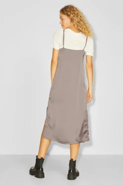 Vestido Midi Satinado De Tirantes