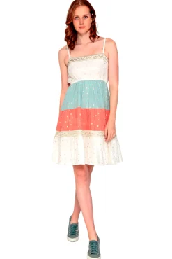 Vestido Midi Tricolor Estampado De Oro