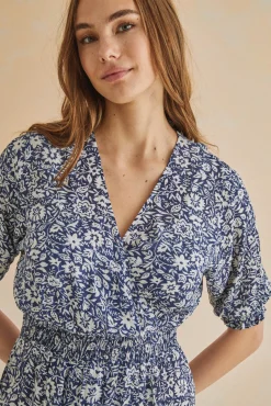 Vestido Midi Volantes Azul