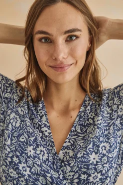 Vestido Midi Volantes Azul