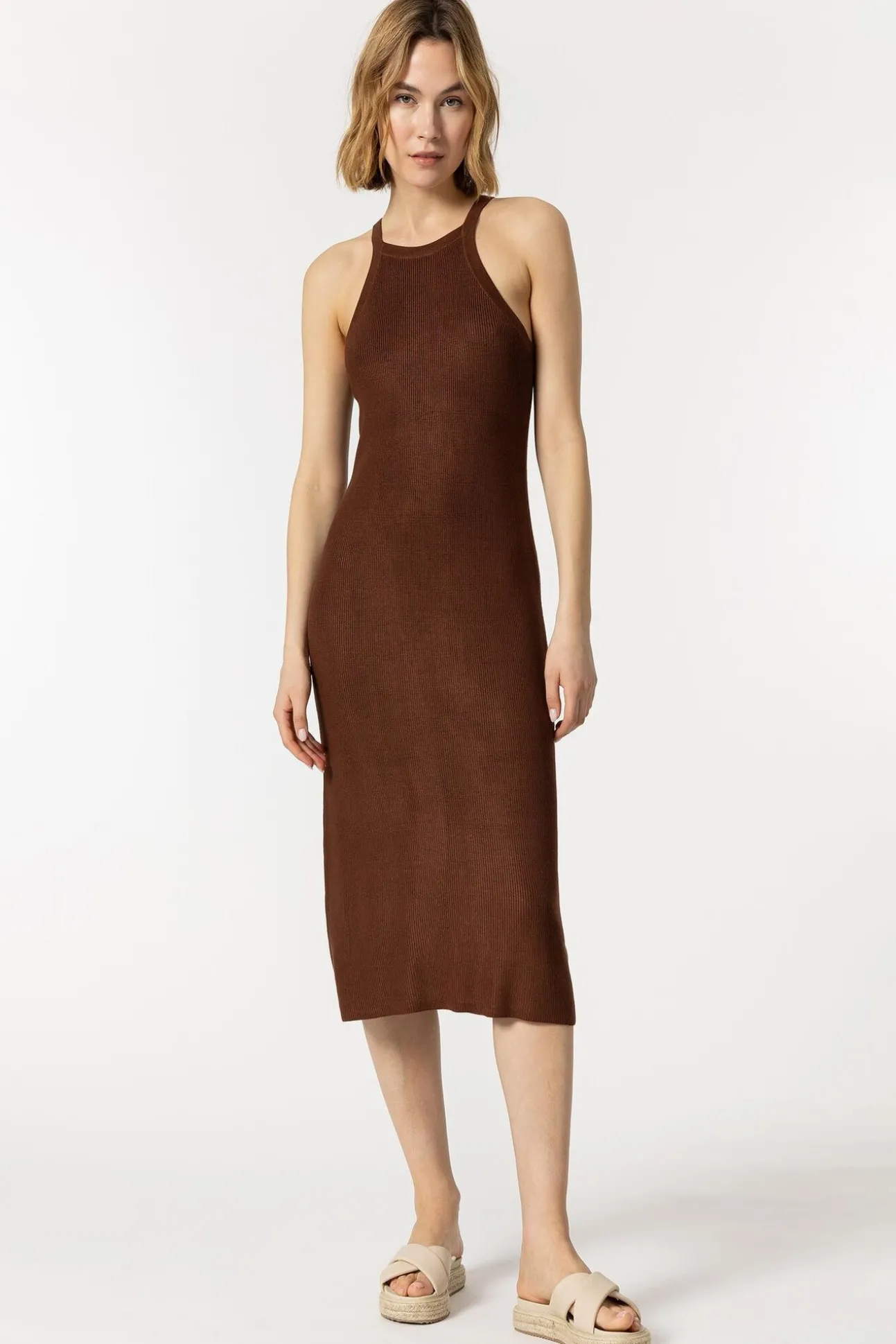 Vestido Punto Con Cuello Halter
