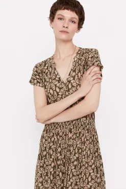 Vestido Punto Plisado Estampado