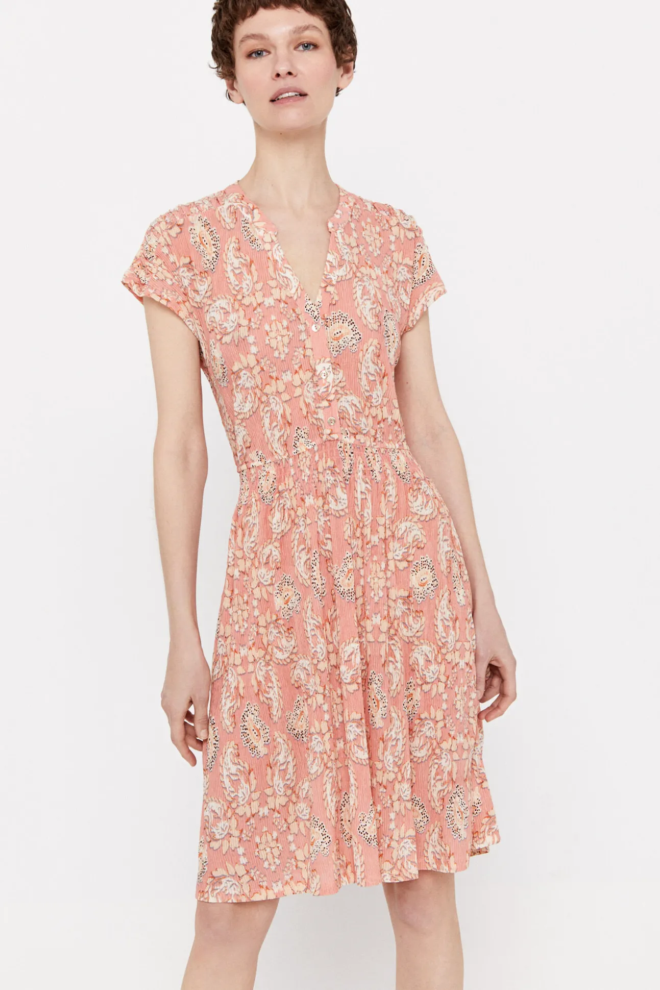 Vestido Punto Plisado Estampado
