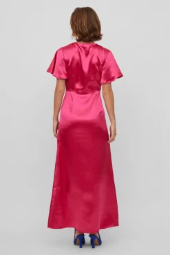 Vestido Satinado De Manga Corta