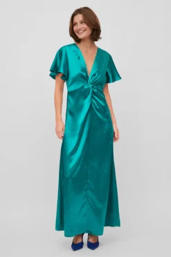 Vestido Satinado De Manga Corta